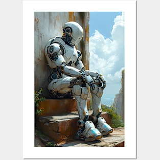 Droid resting on steps Posters and Art